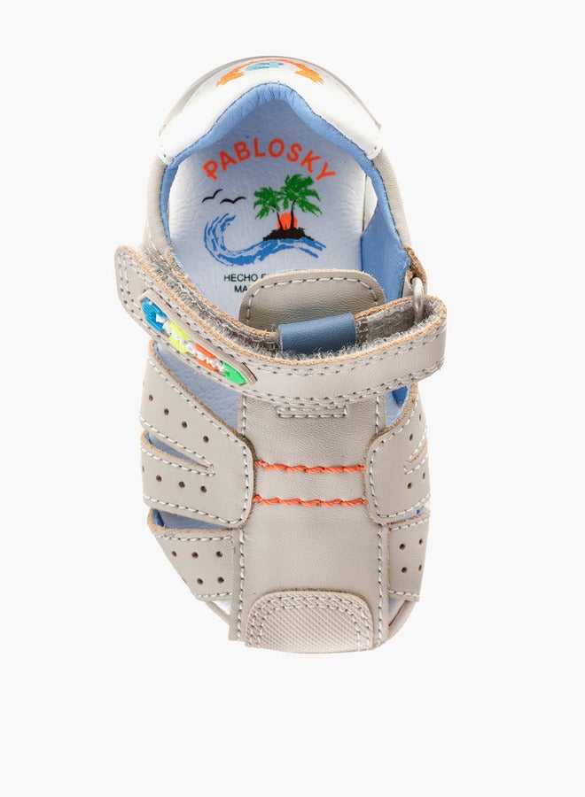 Pablosky Boys' Logo Embroidered Sandals with Hook and Loop Closure  - Image 4