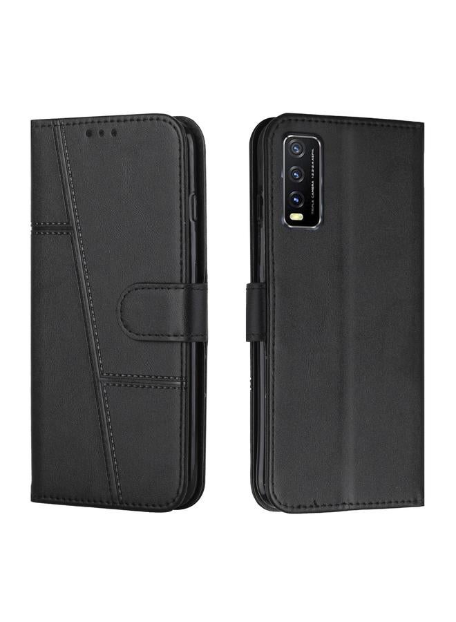 erorex Case For vivo Y20/Y20i/Y30 CN Version/Y20s/Y20 2021/Y12s Overseas Version/Y11s Overseas Version/Y20G/Y30G/iQOO U1x/Y20a Overseas Version/Y3s Stitching Calf Texture Buckle Leather Phone Case - Image 1
