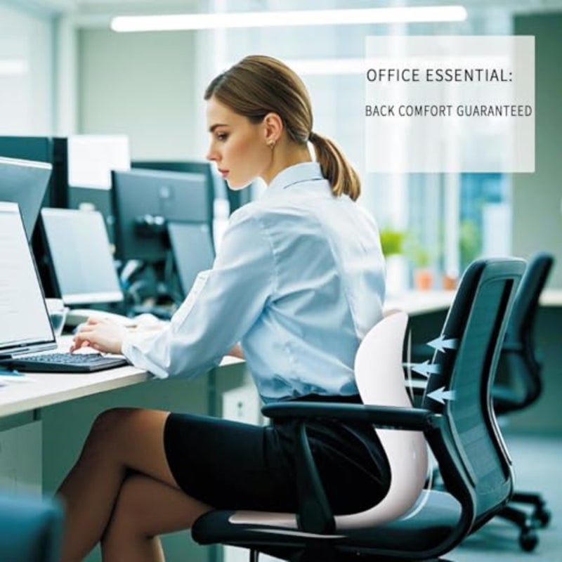 Ergonomic Chair Back Support Office Chair Washable Seat Cushion with Breathable Lumbar Support Posture Improvement Lower Back Pain Relief For Home Office Use Black Mesh Fabric, 38 x 38 x 12 cm - Image 5