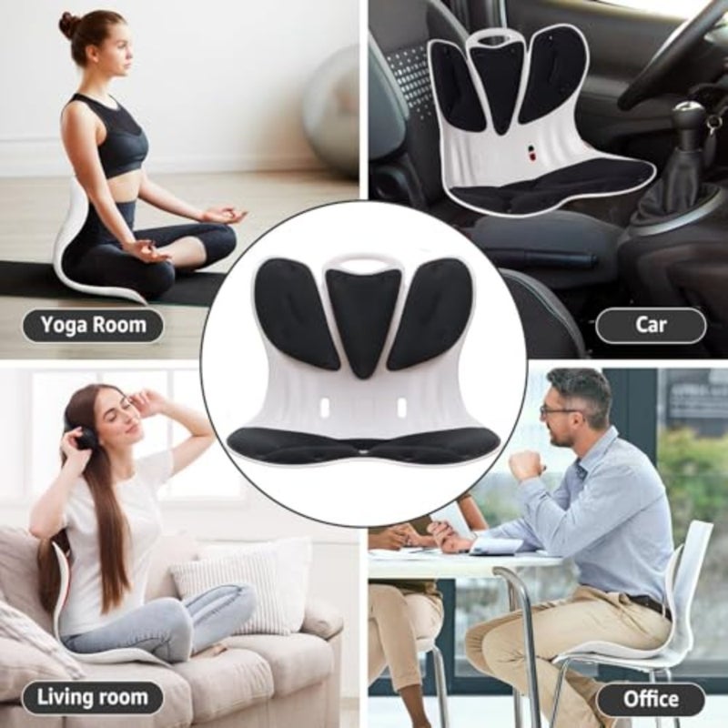 Ergonomic Chair Back Support Office Chair Washable Seat Cushion with Breathable Lumbar Support Posture Improvement Lower Back Pain Relief For Home Office Use Black Mesh Fabric, 38 x 38 x 12 cm - Image 4