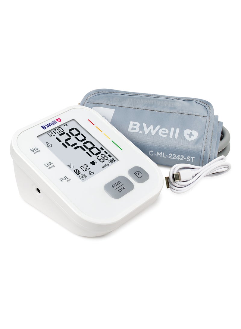 بي.ويل جهاز PRO-22 الأوتوماتيكي لقياس ضغط الدم من أعلى الذراع مع كفة 22-42 سم وكابل USB-C - Image 1