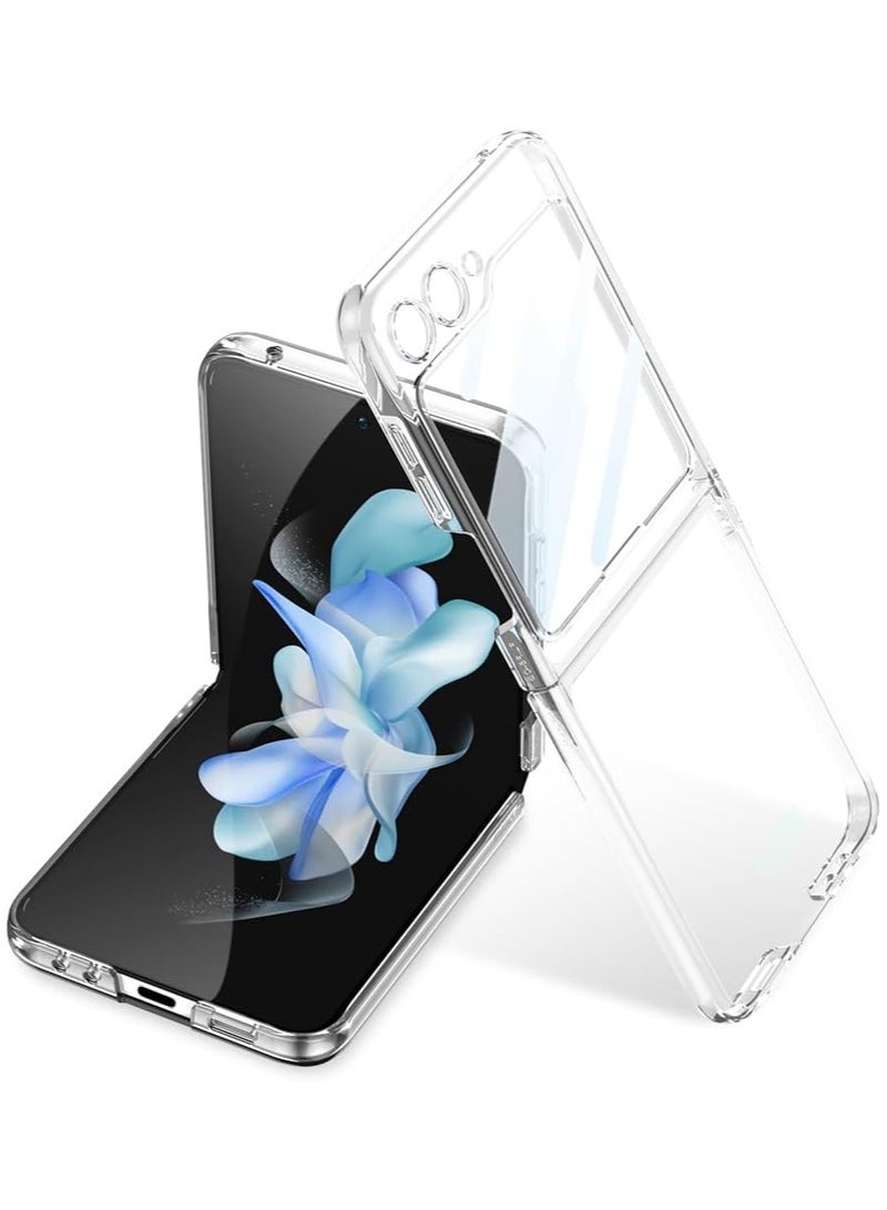 DUSALA Case for Samsung Galaxy Z Flip 6 Built-in Screen Protector Tempered Glass, Clear Samsung Flip 6 Phone Case Shockproof Ultra Thin Hard PC Plated Edges Anti-Scratch Protective Cover - Image 1