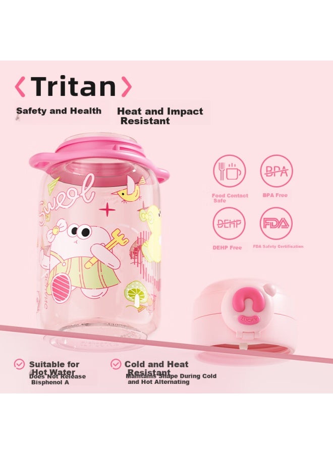 Tomimitsu Fuguang Children'S Water Bottle With Double Drinking Straw, High-Value Tritan Material, Large Capacity Plastic Cup For Female College Students, 600Ml - Image 2