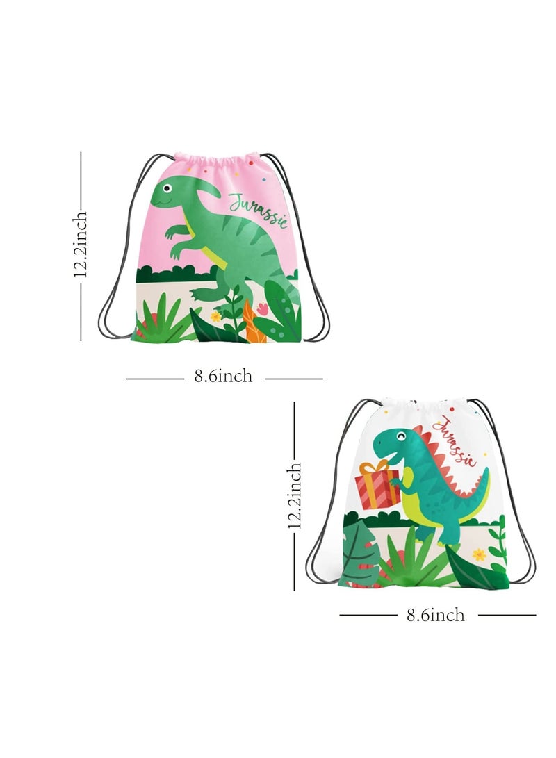 SYOSI Dinosaur Party Favor Bags, 12 Pack Dinosaur Party Supplies Drawstring Bags, Drawstring Backpack Bag Goodie bags, for Jurassic Dino Favor Bags, for Gifts Candy Snacks School Travel Toy Storage Bag  - Image 3