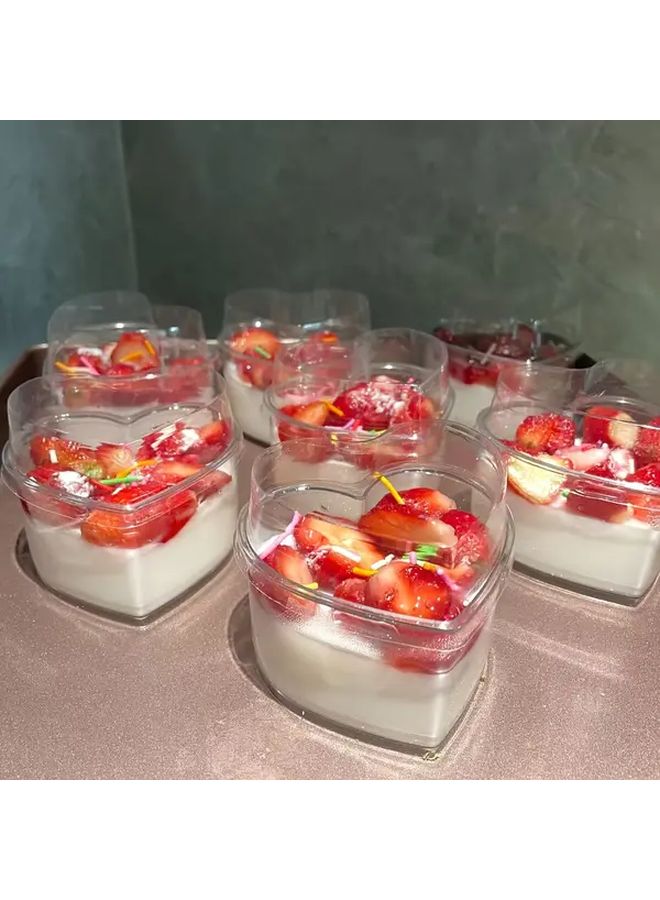 90 قطعة 150 مل أكواب حلوى على شكل قلب مع أغطية وملاعق خالية من مادة BPA قابلة لإعادة الاستخدام - Image 5
