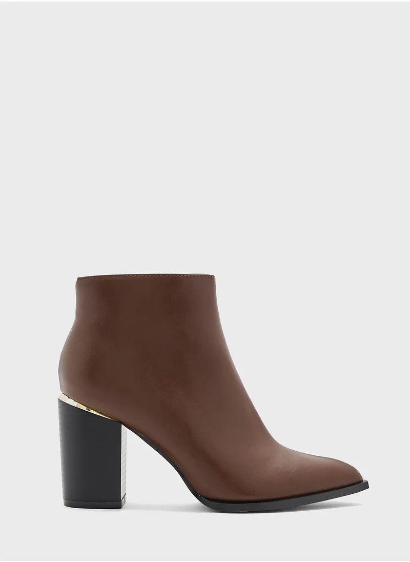 ELLA Gold Trim Block Heel Western Boot