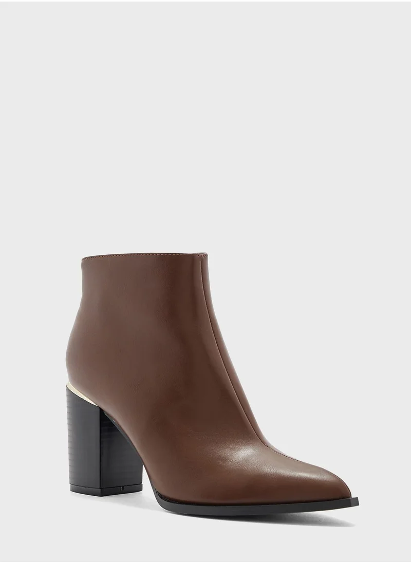 ELLA Gold Trim Block Heel Western Boot