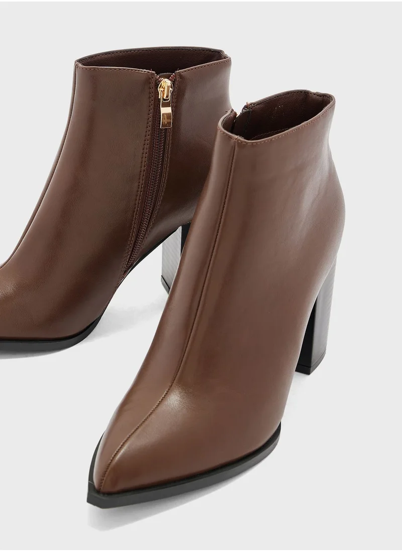 ELLA Gold Trim Block Heel Western Boot