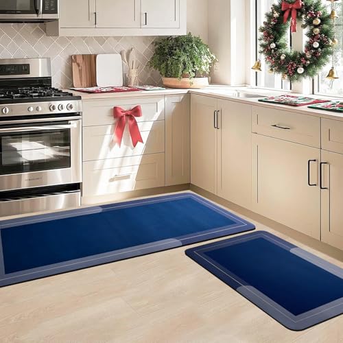 SITTELLA Rubber 2 Kitchen Mats Set, Anti-Skid Kitchen Mats 3.5mm, Water Absorbent Rug, Carpets, Floor Mat for Home and Kitchen (120x40cm & 40x60cm) Leaf, Rectangular - Image 2