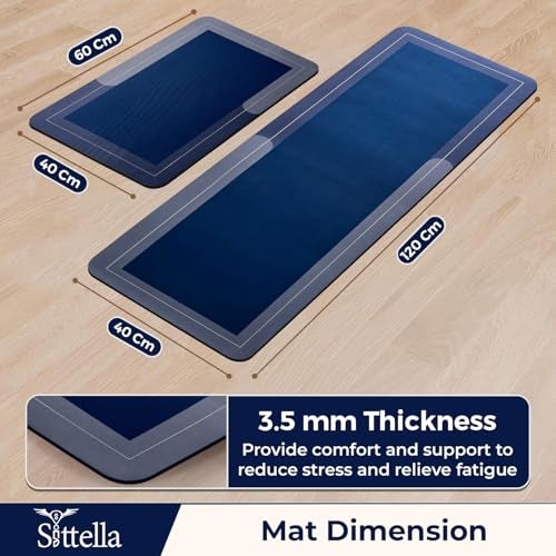 SITTELLA Rubber 2 Kitchen Mats Set, Anti-Skid Kitchen Mats 3.5mm, Water Absorbent Rug, Carpets, Floor Mat for Home and Kitchen (120x40cm & 40x60cm) Leaf, Rectangular - Image 3