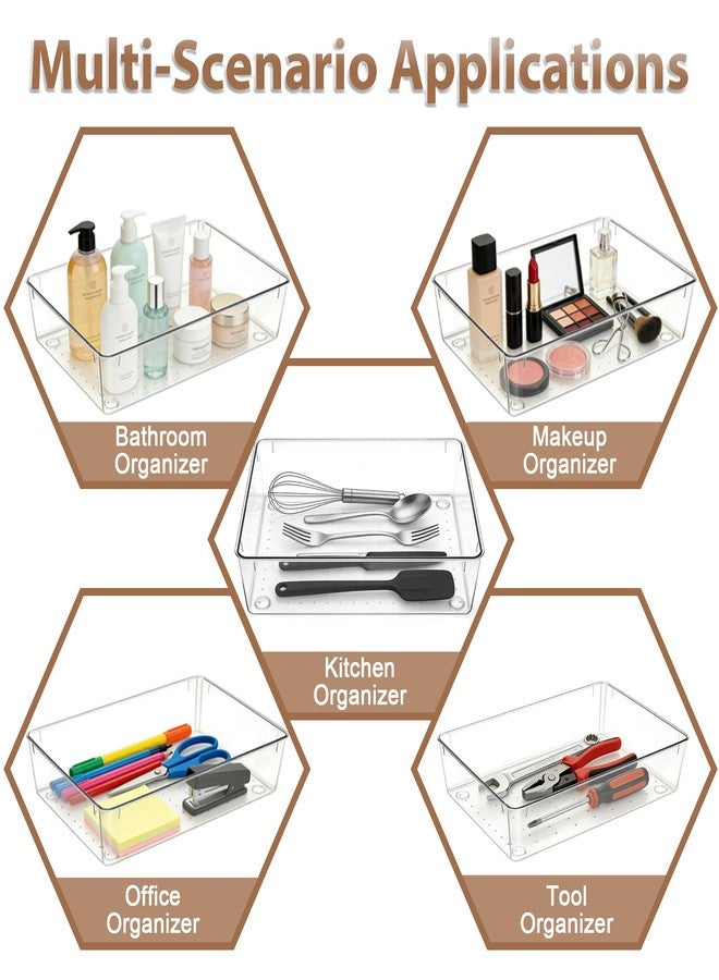 VEXTHYX 7Pack Desk Drawer Organizers, 6"*9" makeup acrylic drawer organizer trays for vanity, bathroom, office, nightstand, junk for kitchen drawer, Versatile plastic drawer divider storage bins - Image 4