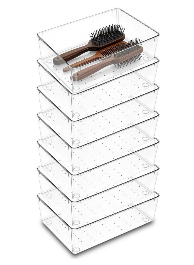 VEXTHYX 7Pack Desk Drawer Organizers, 6"*9" makeup acrylic drawer organizer trays for vanity, bathroom, office, nightstand, junk for kitchen drawer, Versatile plastic drawer divider storage bins - Image 1