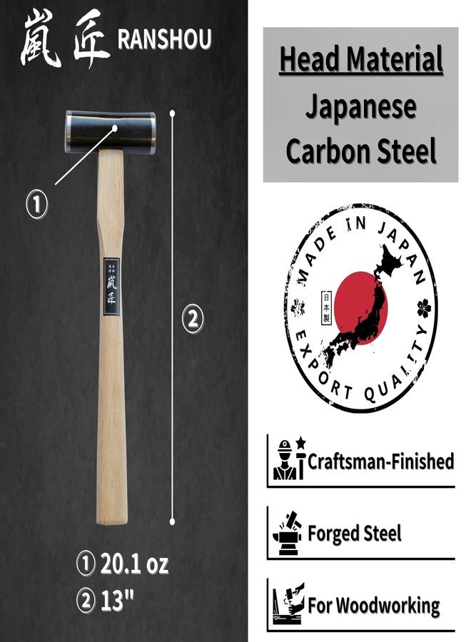 RANSHOU Japanese Carpenter Hammer GENNO 570g / 20 oz Heavy Duty Double Face Woodworking Hammer Wood Handle for Chisel, Japanese Hand Plane, Nail, Made in JAPAN - Image 2