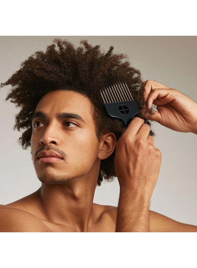 3 Pack Metal Afro Hair Picks, Fist Design Anti Static Hair Comb for Men Women, Styling Tool for Natural Curly Hair, Black Color - Image 2