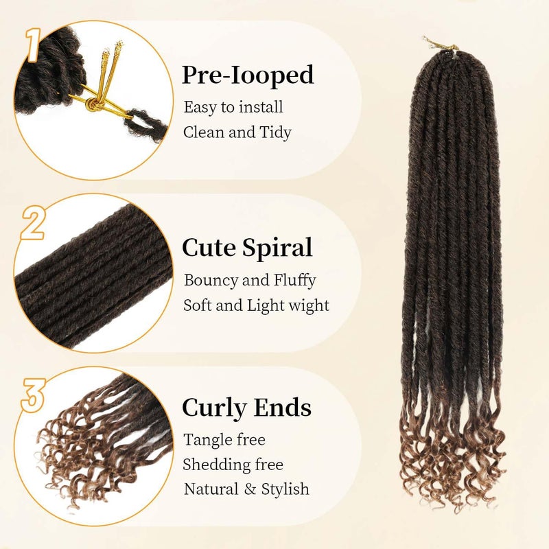 MODERN QUEEN Goddess Locs Crochet Hair 6 Packs, 16 Inch Straight Faux Locs Crochet Braids, Pre-Looped Curly Soft Synthetic Ombre Braiding Hair Extensions for Black Women(16 Inch, 6 Packs, 1B/30#) - Image 3