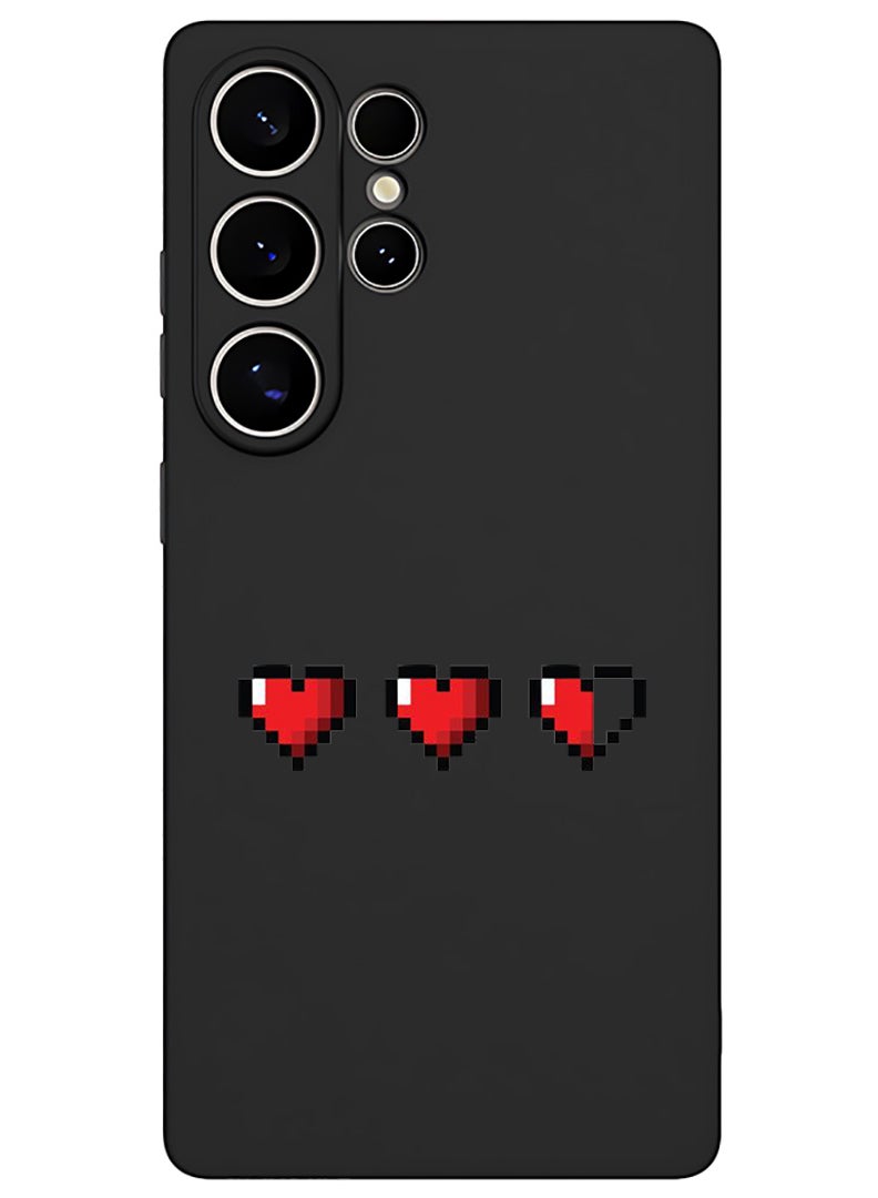 Theodor Protective Slim Fit Case Liquid Silicone Cover with Full Body Protection Anti-Scratch Shockproof Case For Samsung Galaxy S25 Ultra (Black) - 3 Hearts - Image 1