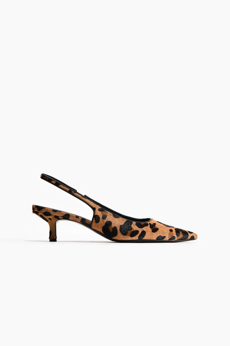 اتش اند ام حذاء مفتوح من الخلف من الجلد بكعب صغير