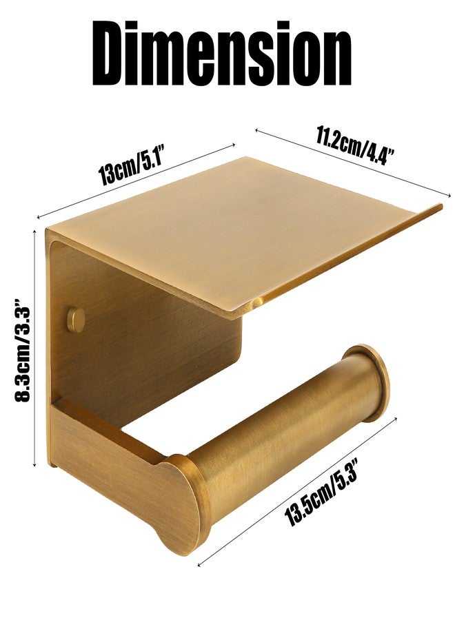 BuleVina Bathroom Toilet Paper Holder Tissue Hanger Wall-Mounted with Mobile Phone Storage Shelf - Solid Tissue Roll Hanger Finished Mount Dispenser (Antique Brass Color) For Paper Roll With Max Length 4.8INCH - Image 2