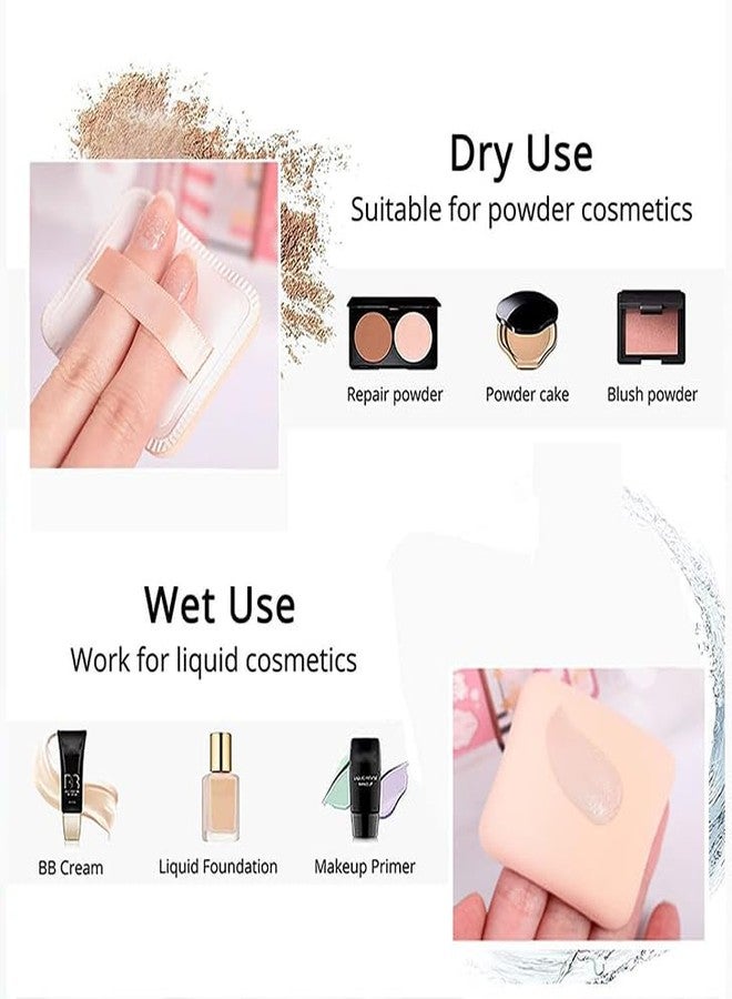 KIRA Makeup Puff Sponge With Strap, Cosmetic Foundation Blender Sponge For Loose Powder, Mineral Powder Wet & Dry Makeup Tool With Small Storage Box (Beige) (Pack Of 3) - Image 3