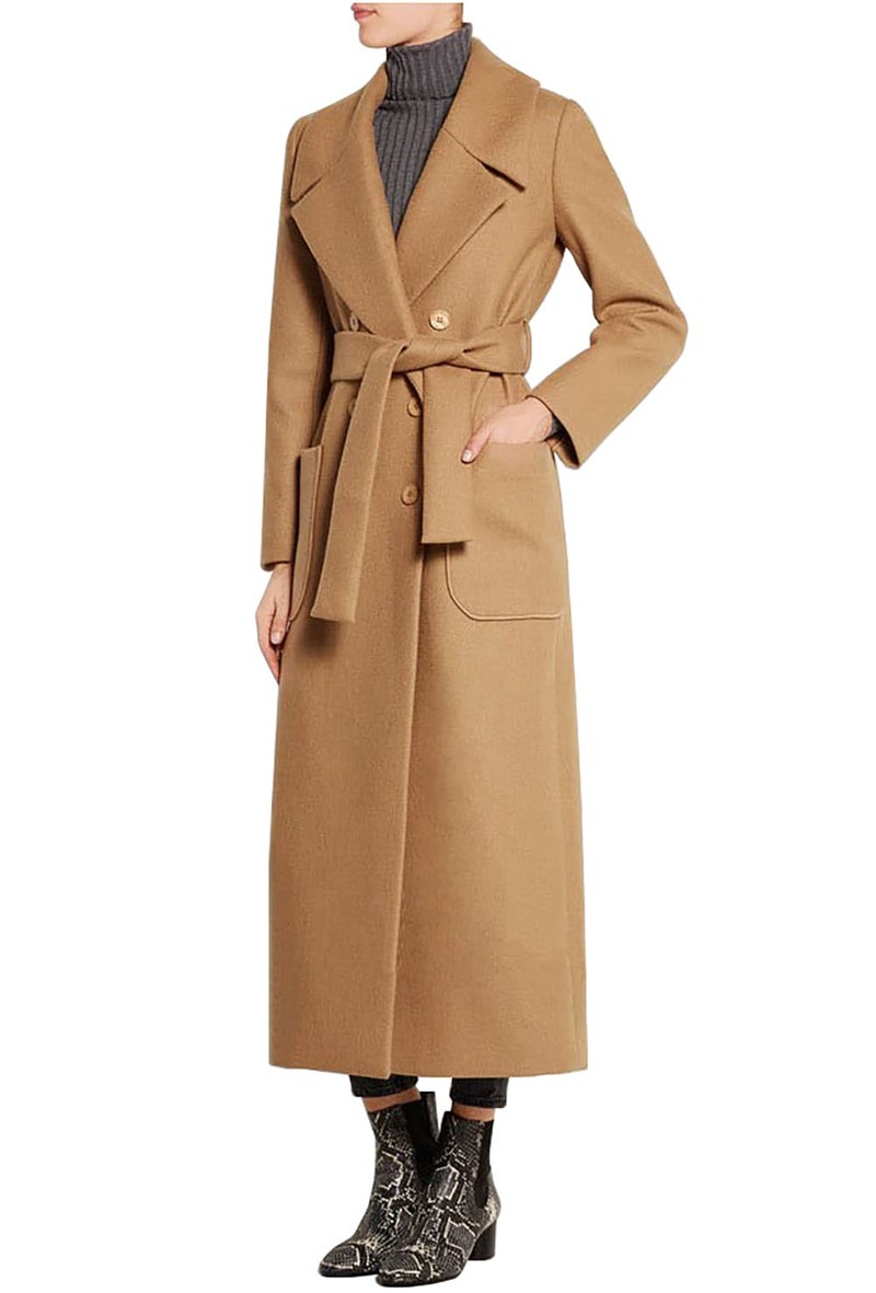 CHARTOU Women's Elegant Lapel Collar Double Breasted Regular Wool Blend Overcoat Coat Belt (XX-Large, Camel) - Image 1