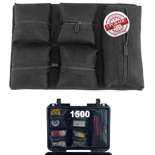 LAFENLIN UPGRADED Lid Organizer for Pelican 1500 Case [Max Space, Secure Gear] - 5-Pocket Mesh Panel for Photographers, Divers & Tactical Pros, Includes Screws & Hook and Loop, No More Loose Tools - Image 1