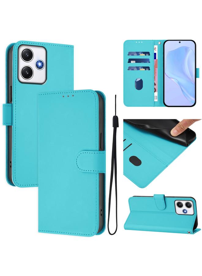 اس-توب جراب لهاتف Redmi 12 4G Global / Note 12R جراب هاتف من الجلد بلون سادة مع حبل - Image 1