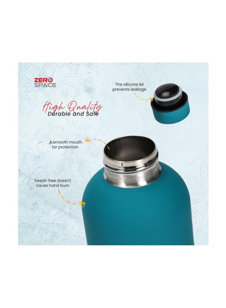 ZeroSpace Stainless Steel Water Bottle, 750ml Insulated Water Bottle for Kids School, Double Wall Water Thermos Flask for Hot & Cold Drinks, Sports Hot Water Bottle (Ocean Blue) - Image 3