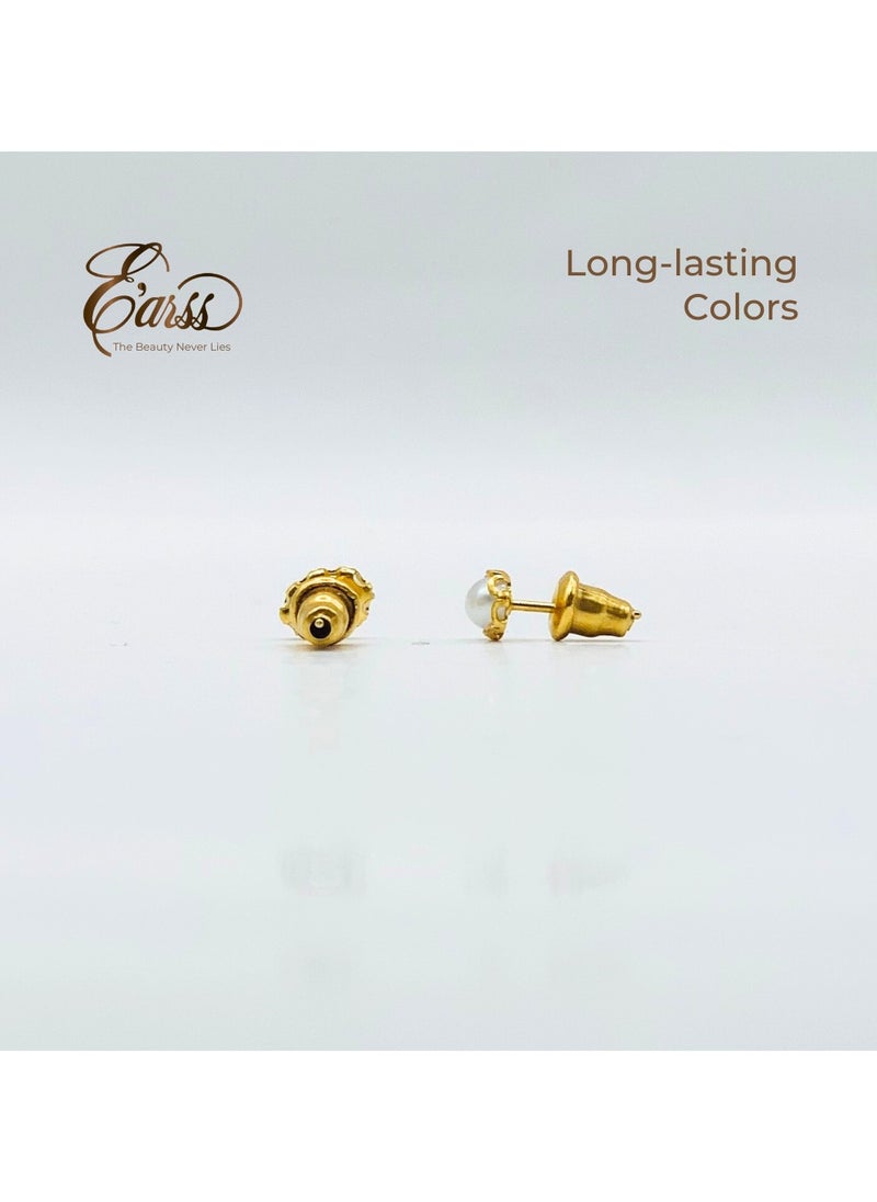 Earss Pearl Oval With Lace Gold | Stainless Steel | 18K Gold Plated  - Image 4