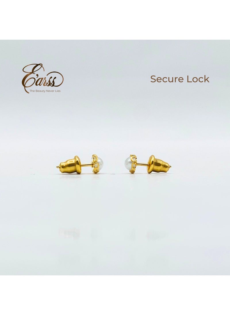 Earss Pearl Oval With Lace Gold | Stainless Steel | 18K Gold Plated  - Image 5