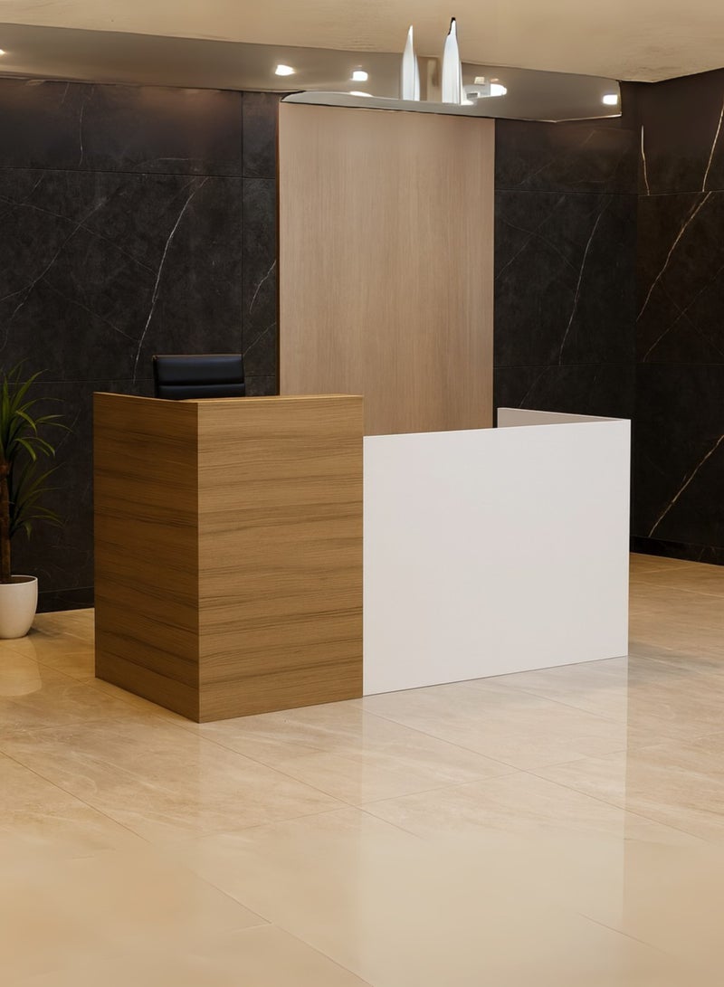Karnak Verona Luxury Modern Reception Desk Counter | Two-Tone Office Front Desk with Elegant Design, Durable Finish & Spacious Workspace for Offices, Hotels, Clinics, Salons & Showrooms ( White-Coco ) - Image 2