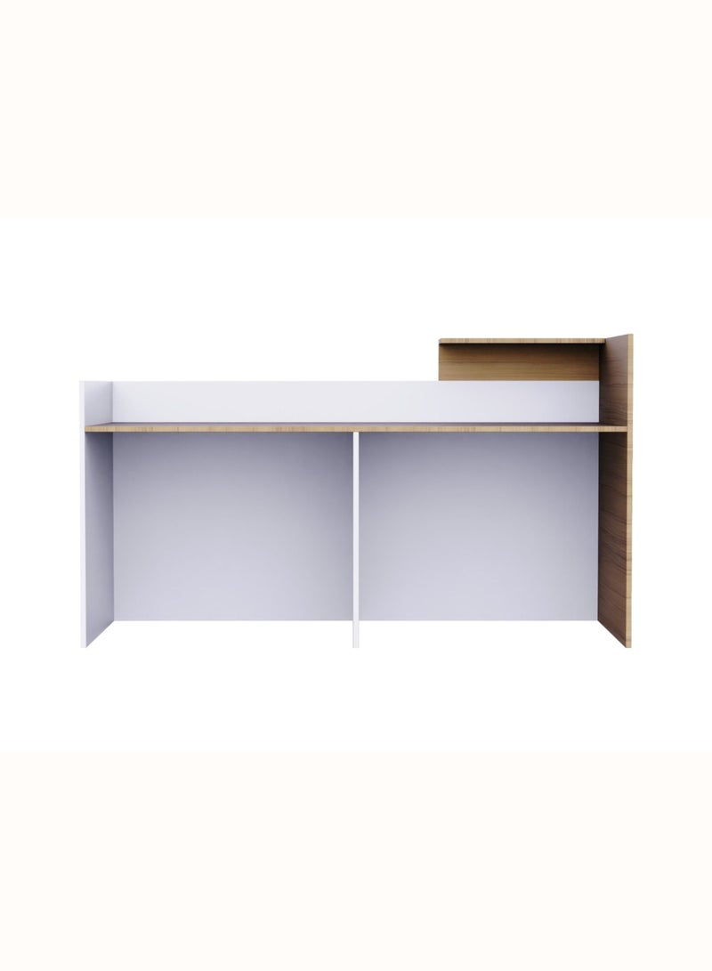 Karnak Verona Luxury Modern Reception Desk Counter | Two-Tone Office Front Desk with Elegant Design, Durable Finish & Spacious Workspace for Offices, Hotels, Clinics, Salons & Showrooms ( White-Coco ) - Image 3