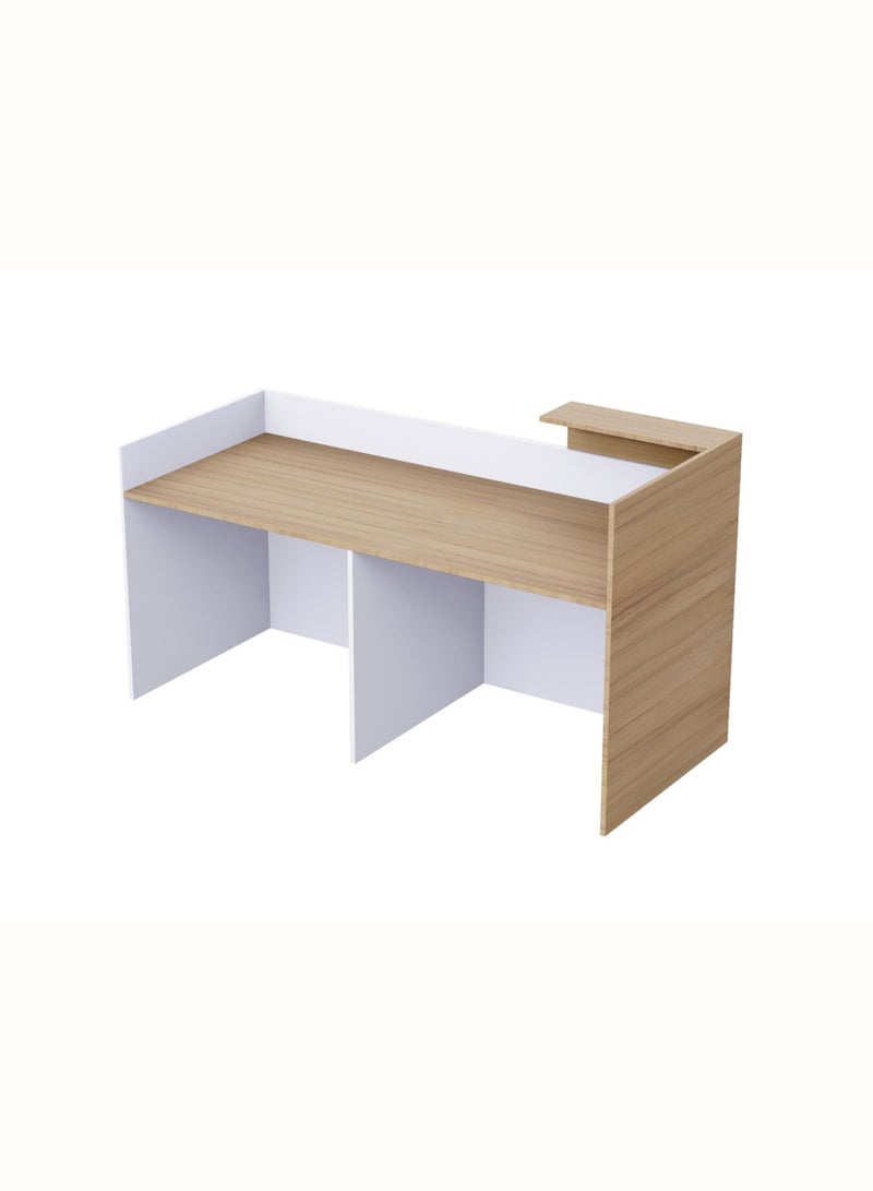 Karnak Verona Luxury Modern Reception Desk Counter | Two-Tone Office Front Desk with Elegant Design, Durable Finish & Spacious Workspace for Offices, Hotels, Clinics, Salons & Showrooms ( White-Coco ) - Image 4