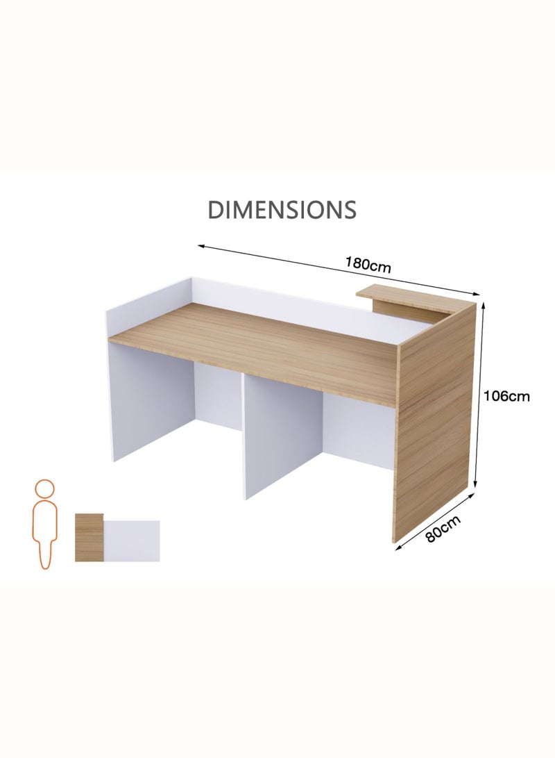 Karnak Verona Luxury Modern Reception Desk Counter | Two-Tone Office Front Desk with Elegant Design, Durable Finish & Spacious Workspace for Offices, Hotels, Clinics, Salons & Showrooms ( White-Coco ) - Image 5