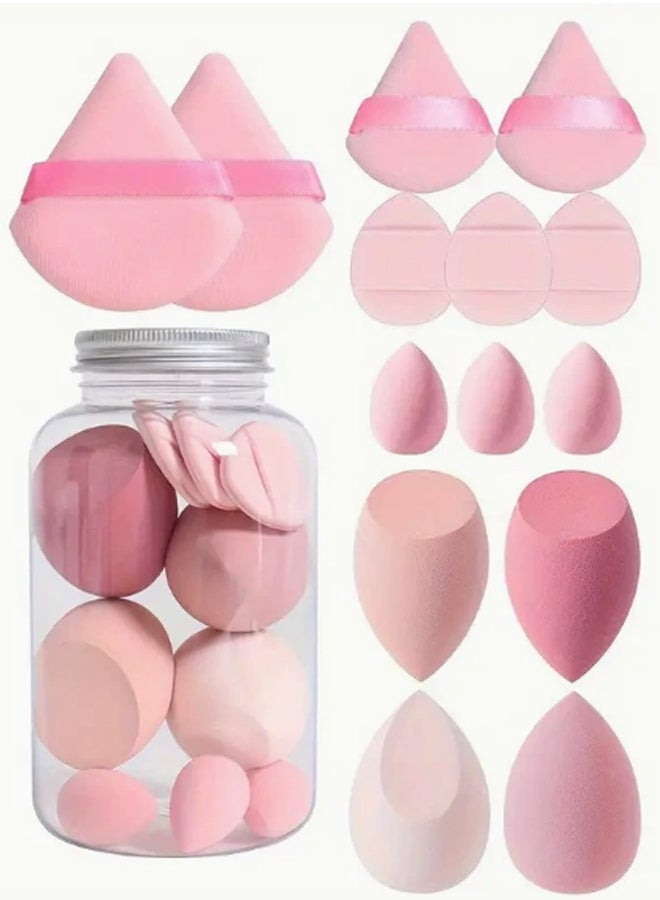 Jamal 14-Piece Makeup Sponge Set, Super Soft For Both Dry And Wet Makeup Setting/Concealer/Loose And Body Powder/Foundation/Blush Makeup Sponge Set (Pink) - Image 1