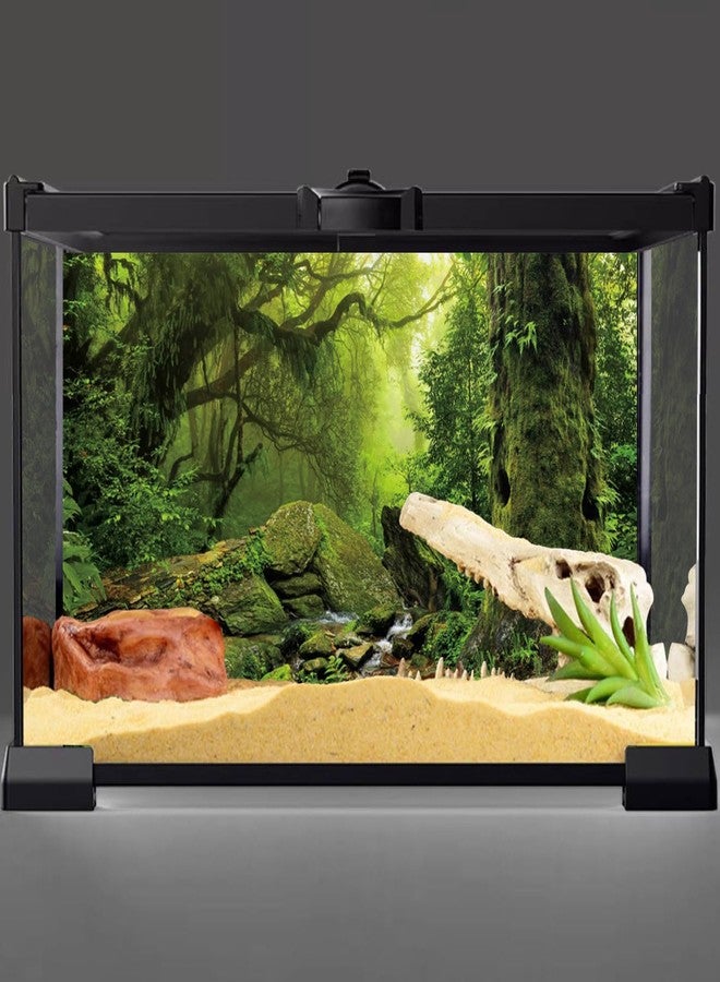 AWERT Tropical Forest Terrarium Background Stream Green Huge Tree Reptile Habitat Background Foggy Rainforest Aquarium Background 48x20 inches Durable Polyester Background - Image 2