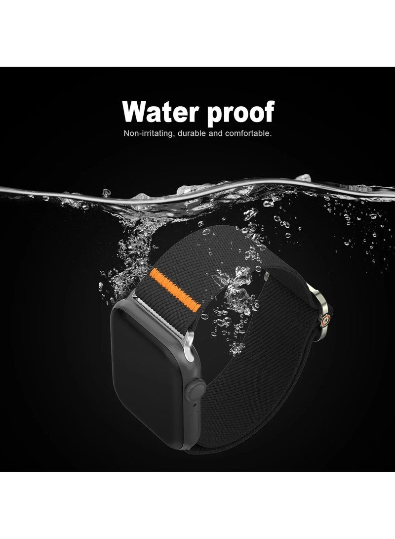 Adjustable Nylon Strap For Apple Watch Series 10/9/8/7/6/5/Ultra 2/Ultra - 49mm 44mm 45mm 42mm 46mm With metal buckle (Black)  - Image 5
