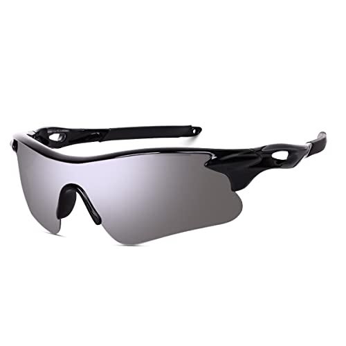 Dark Wost Mens Sports Non-Polarized Sunglasses for Cycling Cricket Trekking UV 400 Protection Mirrored Lens Free Case Box Pack Of 1 (Grey_L) - Image 3