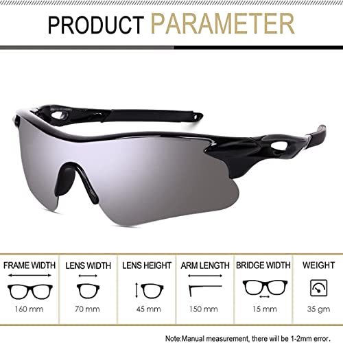 Dark Wost Mens Sports Non-Polarized Sunglasses for Cycling Cricket Trekking UV 400 Protection Mirrored Lens Free Case Box Pack Of 1 (Grey_L) - Image 4