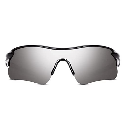 Dark Wost Mens Sports Non-Polarized Sunglasses for Cycling Cricket Trekking UV 400 Protection Mirrored Lens Free Case Box Pack Of 1 (Grey_L) - Image 2