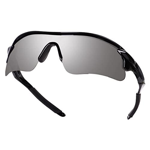 Dark Wost Mens Sports Non-Polarized Sunglasses for Cycling Cricket Trekking UV 400 Protection Mirrored Lens Free Case Box Pack Of 1 (Grey_L) - Image 1