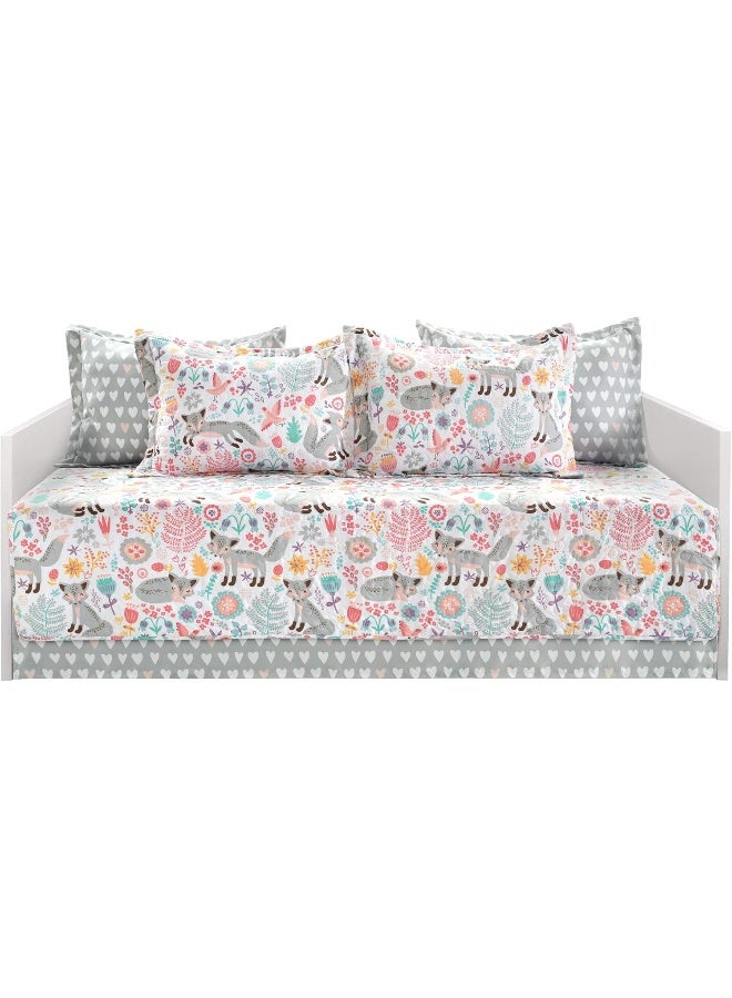 Lush Decor Pixie Fox 6 Piece Daybed Cover Set, Gray & Pink, 39"x75" - Image 4