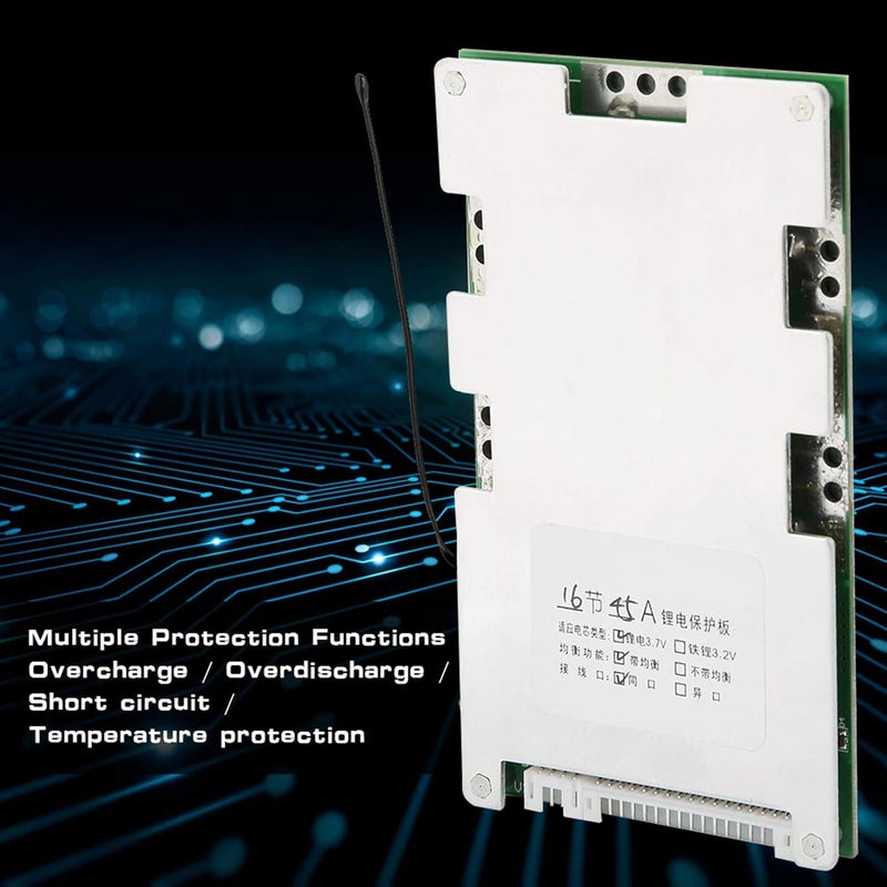 كلاراكو لوحة حماية شحن بطارية الليثيوم BMS PCB مع تفريغ USB متكامل للإلكترونيات، 16S 45A BMS مع شحن متوازن - Image 2