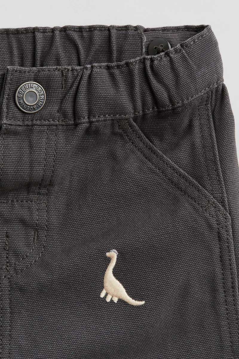 H&M Embroidery-Detail Cotton Trousers