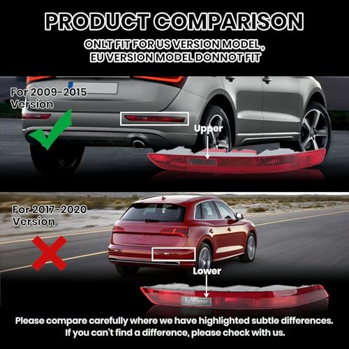 Clidr Rear Bumper Tail Light Lamp for Audi Q5 2009-2015 Rear Bumper Reflector Lower Tail Lights Replace 8R0945096 Passenger Side (Right) - Image 3