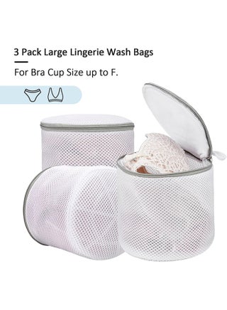 3-Pack Thickened Mesh Laundry Bag Set, Zippered Bra Washing Bags for Machine Wash, Delicates Wash Bag Protector for Lingerie, Underwear, Socks - view 4