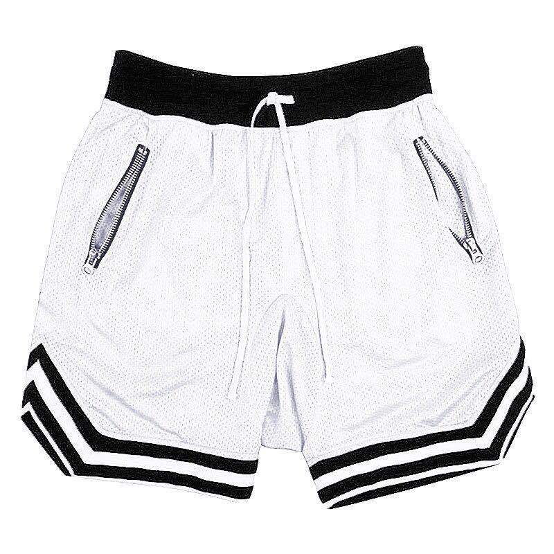 Generic Mens Fitness Shorts Mesh Breathable Basketball Shorts Running Sports Casual Pants Men White
