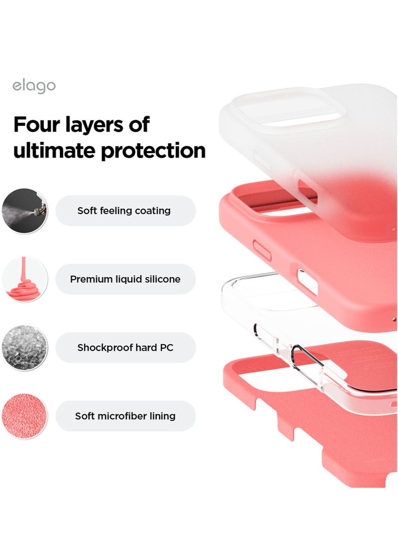 Elago Liquid Silicone for iPhone 16 Pro MAX Case Cover Full Body Protection, Shockproof, Slim, Anti-Scratch Soft Microfiber Lining - Pink - Image 4
