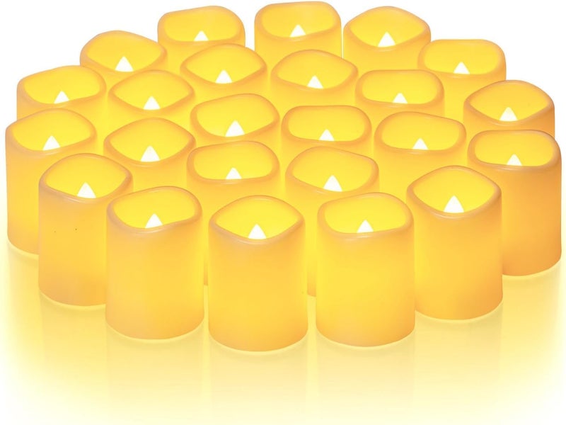 Homemory 24Pack Flickering Flameless Votive Candles - 200+ Hour Battery Operated LED Tealight for Weddings, Outdoor, and Festivals (Warm White, Battery Included) - Image 1