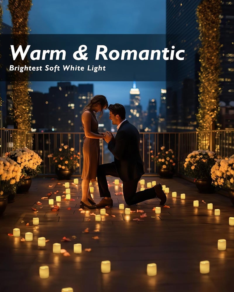 Homemory 24Pack Flickering Flameless Votive Candles - 200+ Hour Battery Operated LED Tealight for Weddings, Outdoor, and Festivals (Warm White, Battery Included) - Image 5