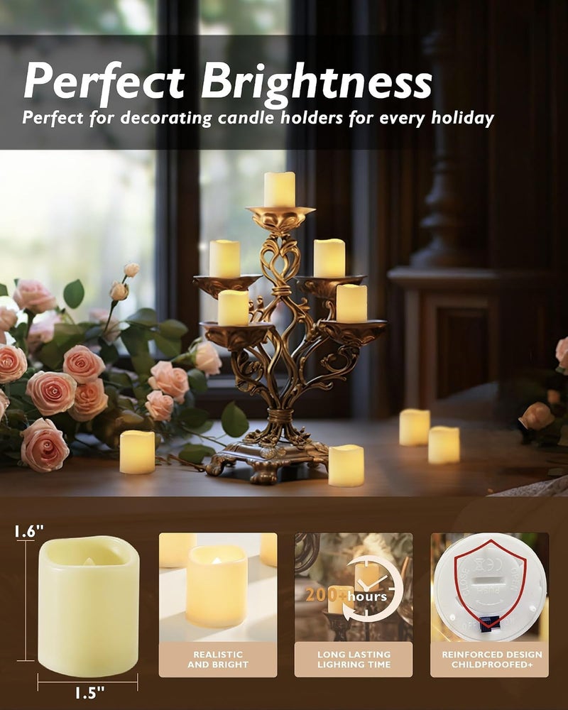 Homemory 24Pack Flickering Flameless Votive Candles - 200+ Hour Battery Operated LED Tealight for Weddings, Outdoor, and Festivals (Warm White, Battery Included) - Image 4